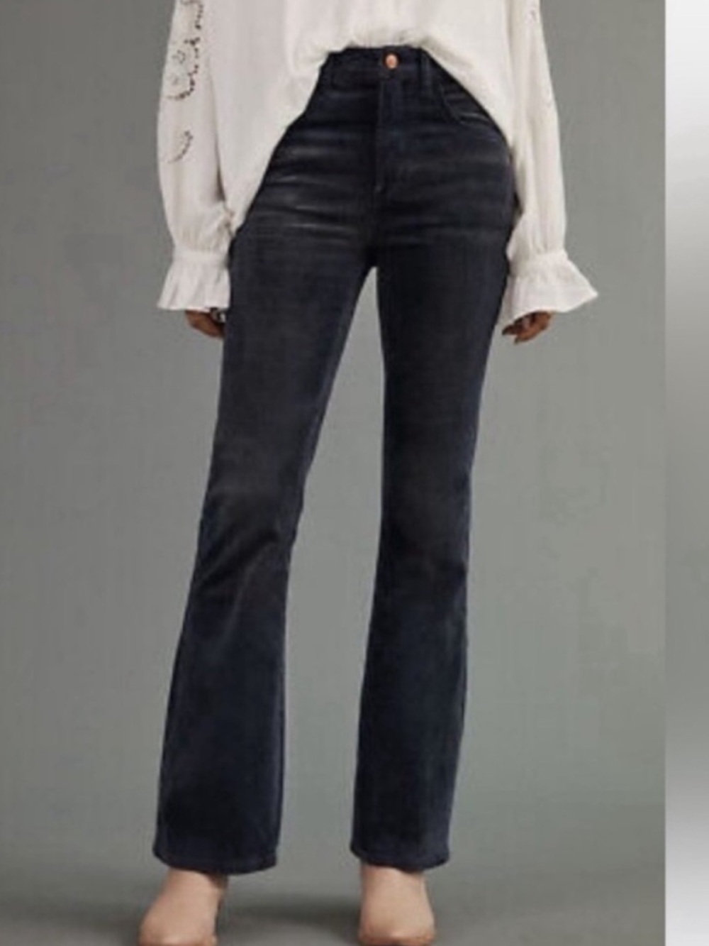 PILCRO BY ANTHROPOLOGIE THE ICON CORDUROY FLARE PANTS DARK GRAY SZ 28 31 inseam